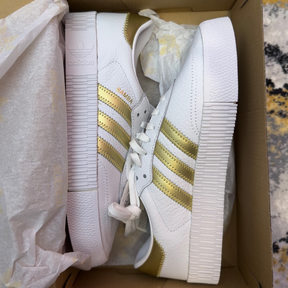 adidas(WMNS) adidas Sambarose 'White Gold Metallic' Size 8.5